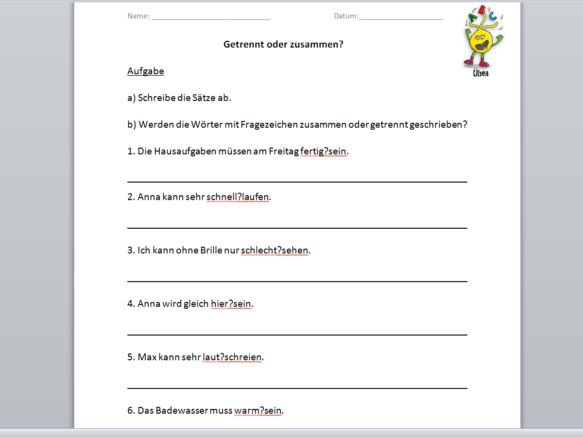 Getrennt Und Zusammenschreibung übungen Pdf iderblog.eu